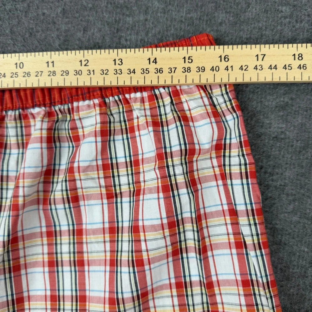 Jockey Woven Boxers‎ Mens Large Red White Plaid Cotton Button Fly Underwear